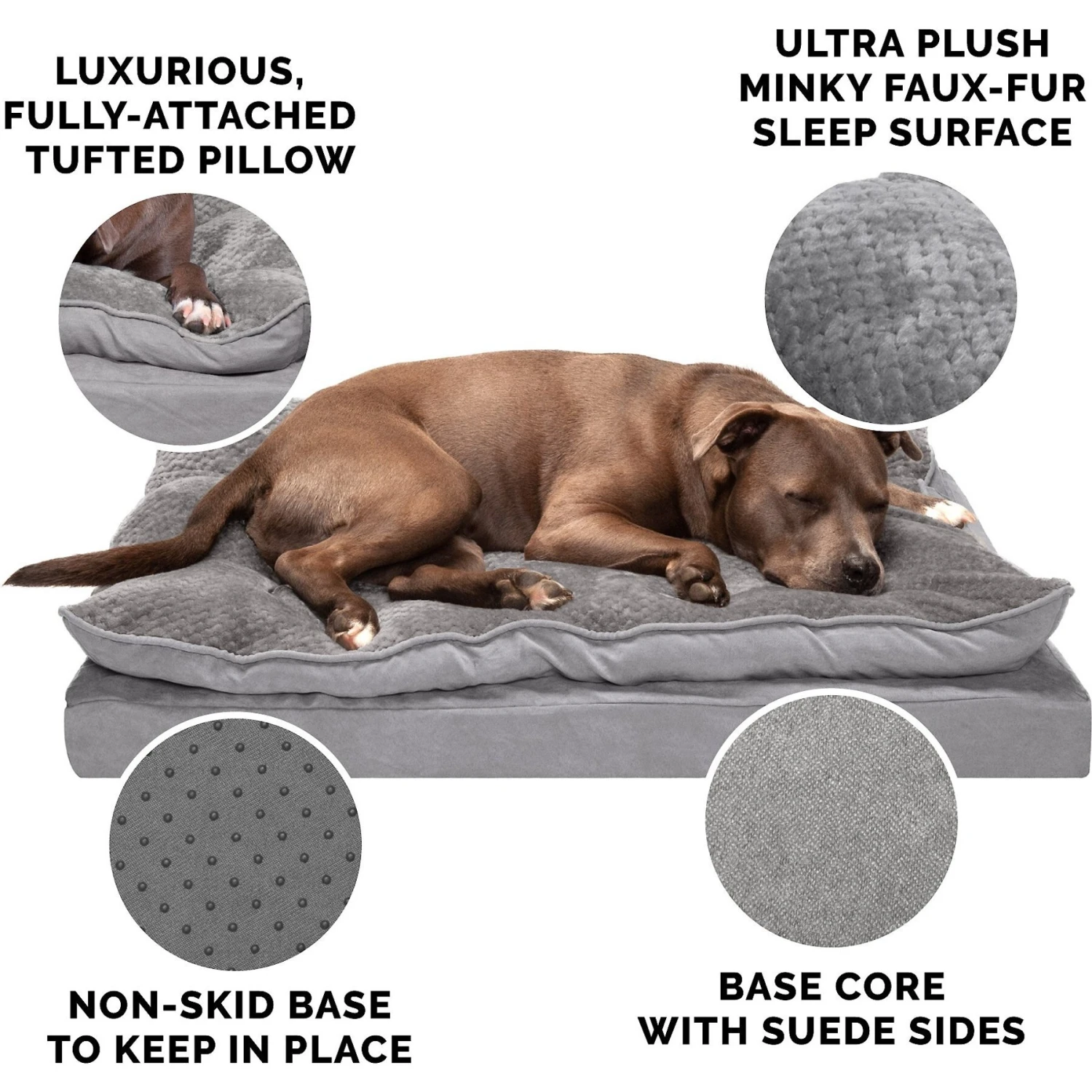 FurHaven Mink Fur & Suede PillowTop Orthopedic Cat & Dog Bed 8 FurHaven Mink Fur & Suede PillowTop Orthopedic Cat & Dog Bed - Image 6