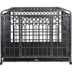 SMONTER Heavy Duty Double Lock Metal Large Breed Dog Crate, Dark Silver -Dog Supplies Shop 517278 PT5. AC SS1800 V1650393114