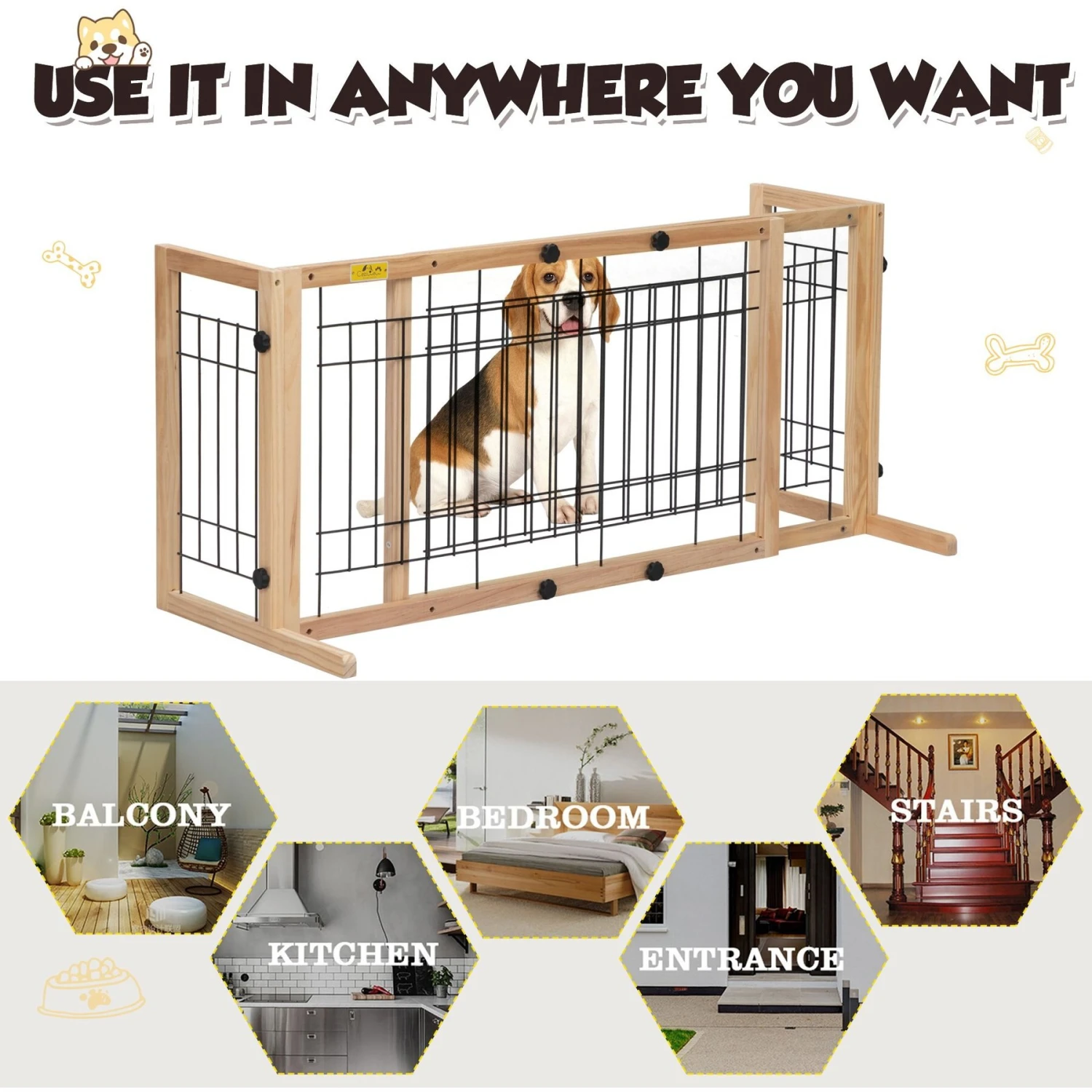 Coziwow Adjustable Freestanding Dog Gate 11 Coziwow Adjustable Freestanding Dog Gate - Image 9