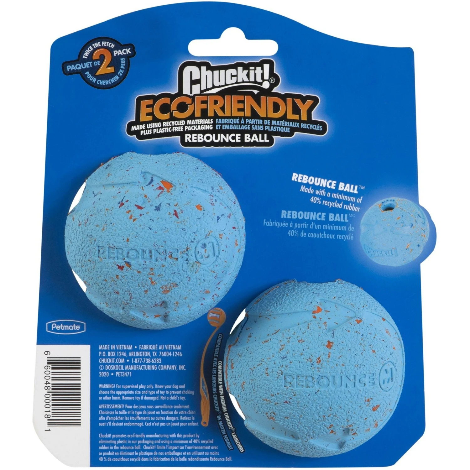 Chuckit! Rebounce Ball Twin Pack Dog Toy, Color Varies 4 Chuckit! Rebounce Ball Twin Pack Dog Toy, Color Varies - Image 2