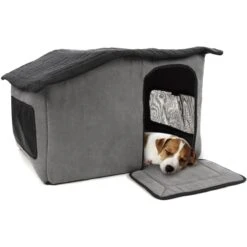 Dog Supplies Shop 22 Sherpa Portable Soft Sided Foldable Cat & Dog Indoor Shelter, Gray, Medium