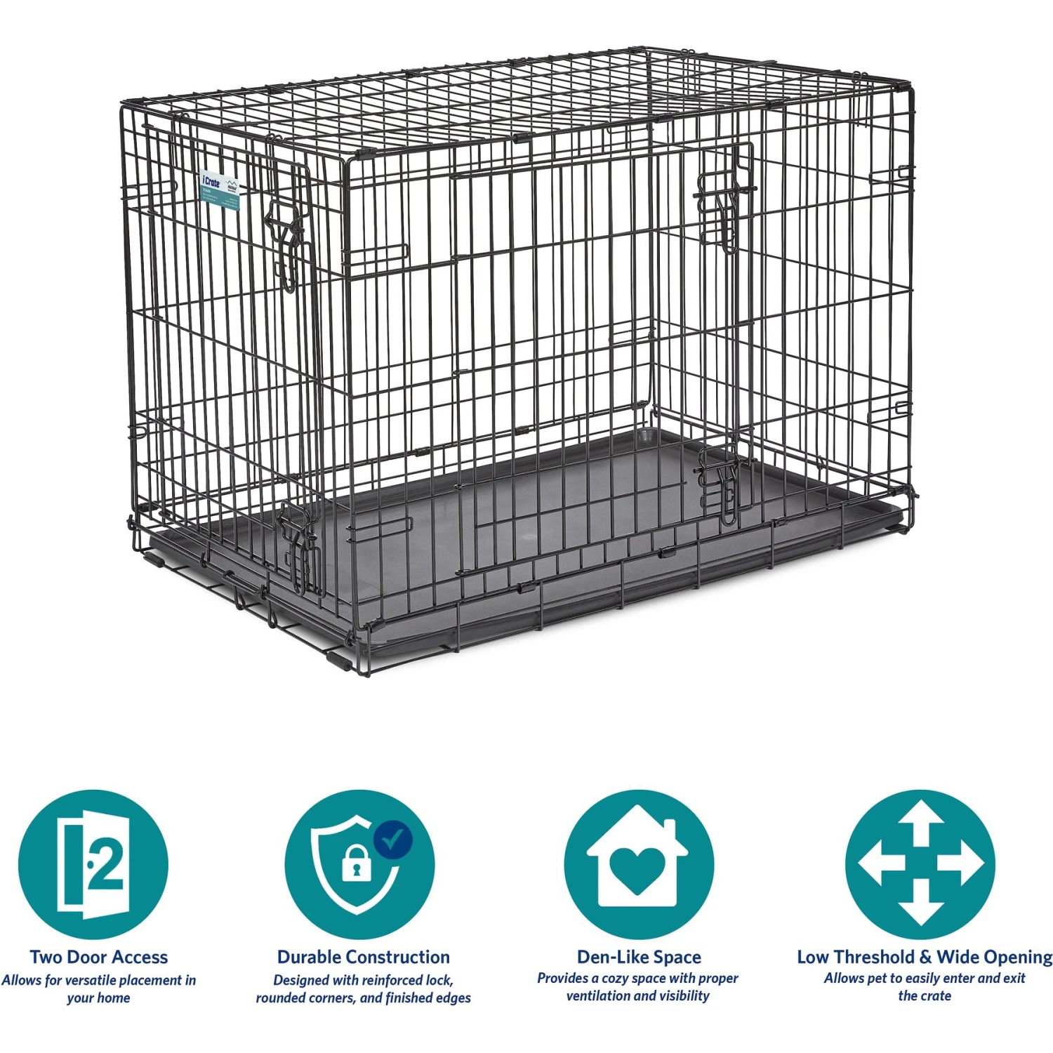 MidWest ICrate Fold & Carry Double Door Collapsible Wire Dog Crate 8 MidWest ICrate Fold & Carry Double Door Collapsible Wire Dog Crate - Image 6