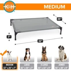 K&H Pet Products All Weather Elevated Dog Cot Bed, Gray -Dog Supplies Shop 613782 PT3. AC SS1800 V1660235246