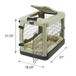 Pet Gear The Other Door Double Door Collapsible Wire Dog Crate & Plush Pad, Sage -Dog Supplies Shop 64489 PT2. AC SS1800 V1568036246