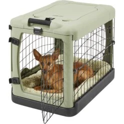 Pet Gear The Other Door Double Door Collapsible Wire Dog Crate & Plush Pad, Sage -Dog Supplies Shop 64489 PT3. AC SS1800 V1569012194