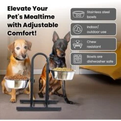 Iconic Pet U Design Adjustable Stainless Steel Pet Double Dog Bowl -Dog Supplies Shop 652190 PT2. AC SS1800 V1663880664