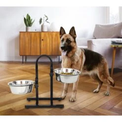 Iconic Pet U Design Adjustable Stainless Steel Pet Double Dog Bowl -Dog Supplies Shop 652190 PT7. AC SS1800 V1663880782