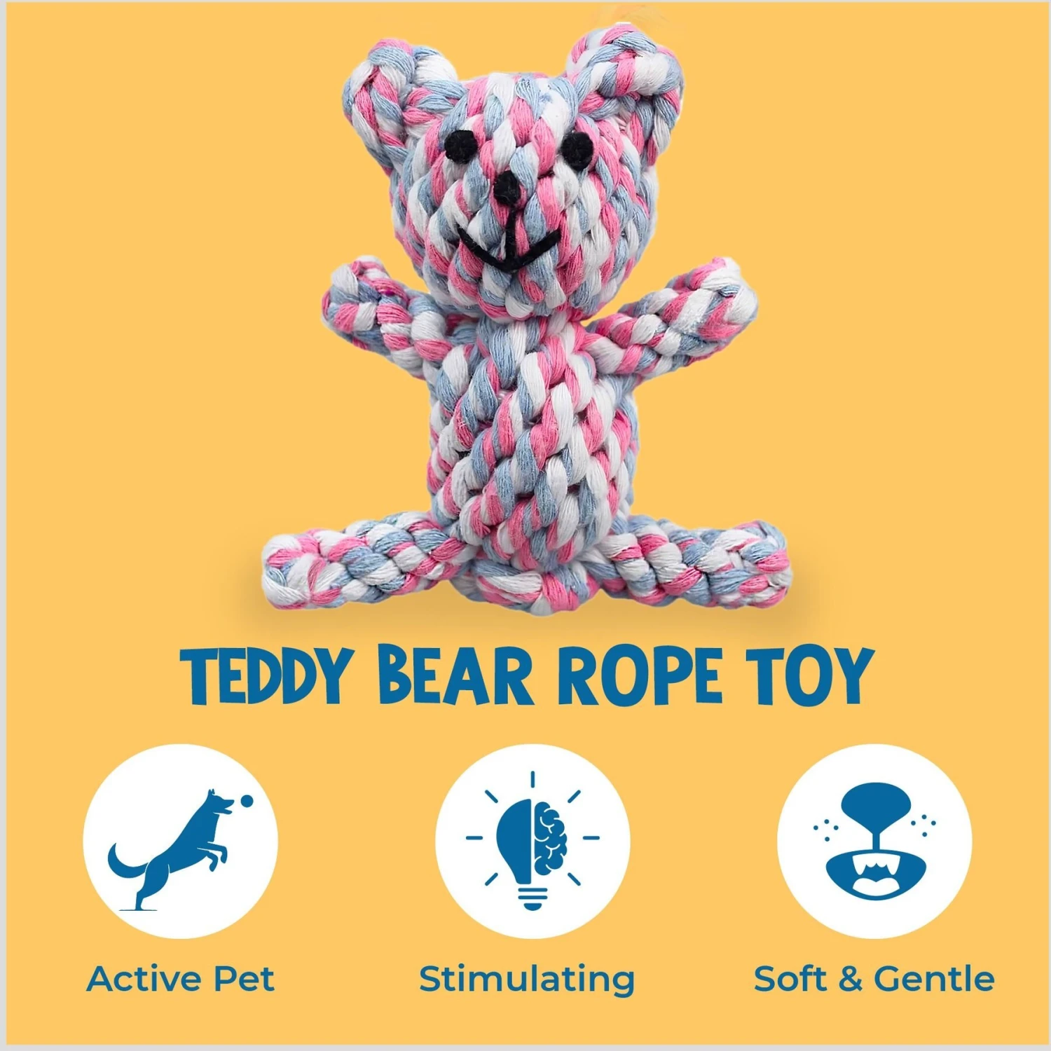 SunGrow Teddy Bear Dog & Small Pet Dental Chews Toy, 5-in 4 SunGrow Teddy Bear Dog & Small Pet Dental Chews Toy, 5-in - Image 2