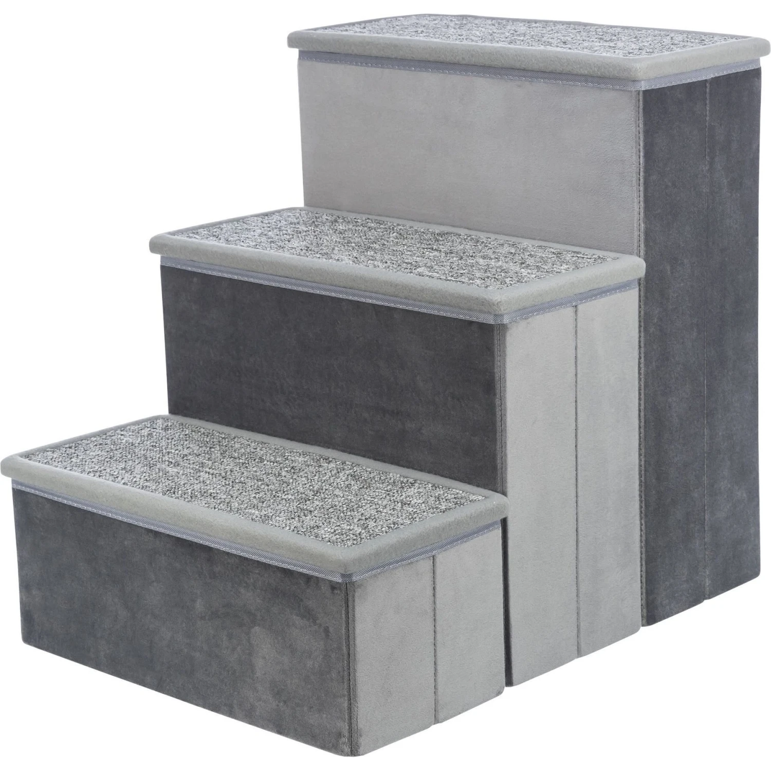 TRIXIE Velour Foldable Cat & Dog Stairs With Storage, Gray 3 TRIXIE Velour Foldable Cat & Dog Stairs With Storage, Gray