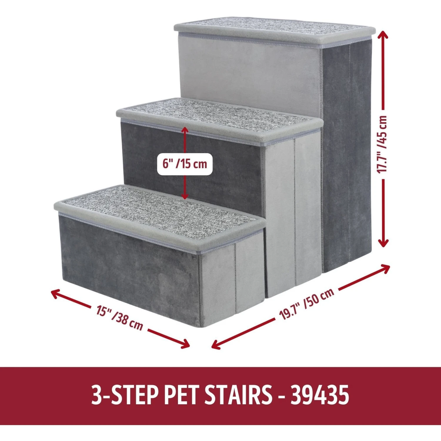 TRIXIE Velour Foldable Cat & Dog Stairs With Storage, Gray 6 TRIXIE Velour Foldable Cat & Dog Stairs With Storage, Gray - Image 4
