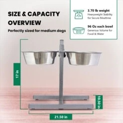 Iconic Pet Adjustable Stainless Steel Elevated Dog Bowl, H Design -Dog Supplies Shop 701886 PT3. AC SS1800 V1668110957