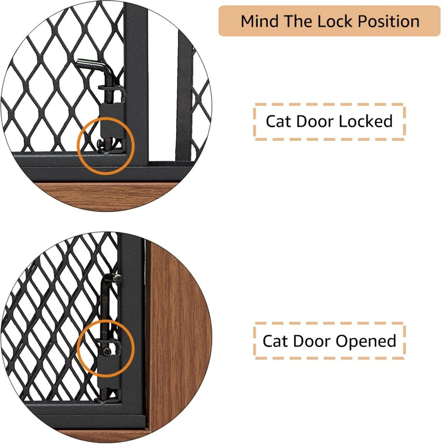 Unipaws 4 Panel Wire Mesh Dog & Cat Gate With Small Pet Door, Walnut, Large 8 Unipaws 4 Panel Wire Mesh Dog & Cat Gate With Small Pet Door, Walnut, Large - Image 6