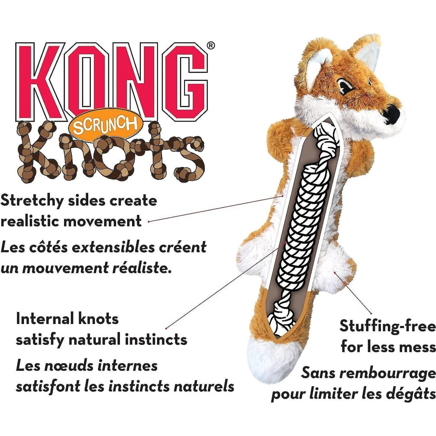 KONG Scrunch Knots Fox Dog Toy 6 KONG Scrunch Knots Fox Dog Toy - Image 4