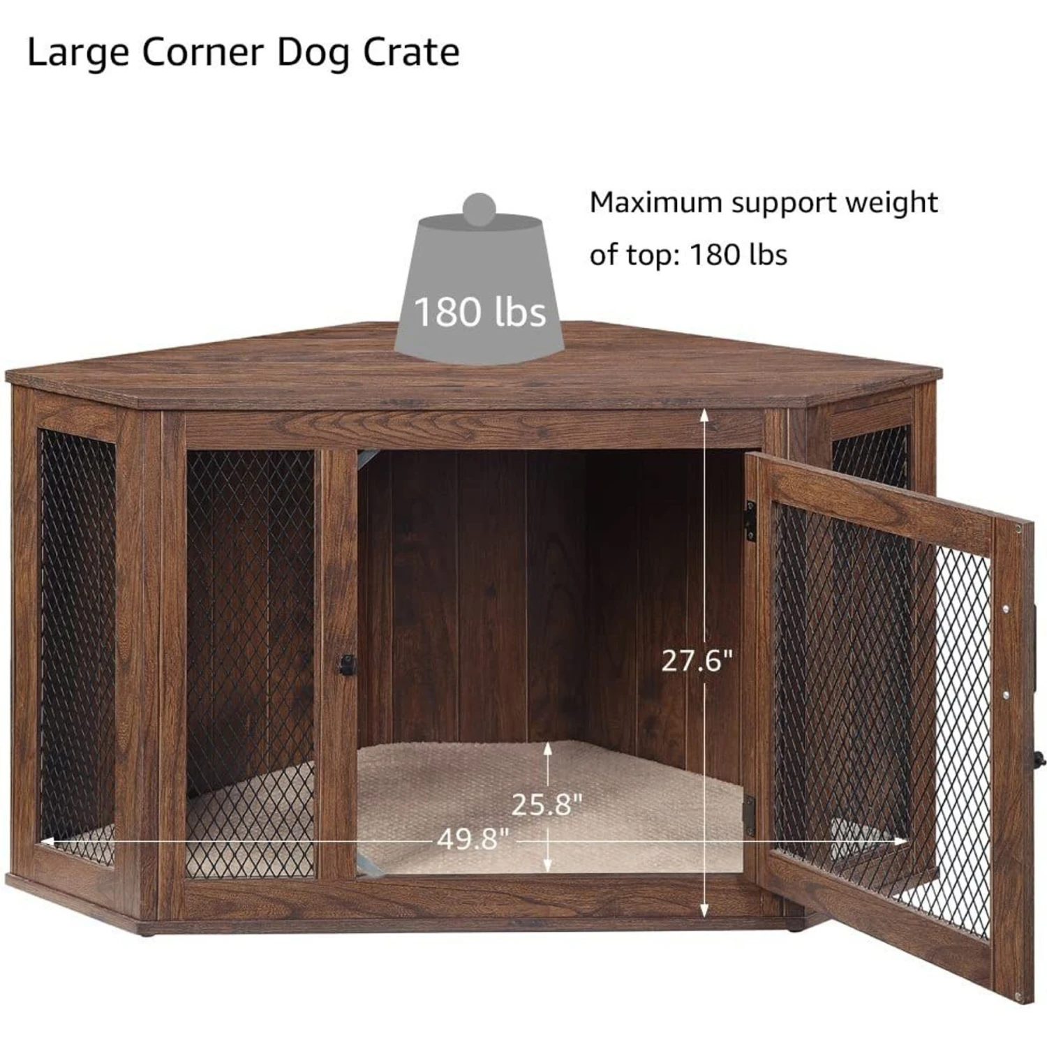 Unipaws Furniture Style Corner Dog Crate 8 Unipaws Furniture Style Corner Dog Crate - Image 6