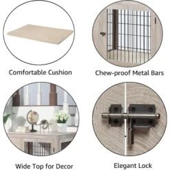 Unipaws Wooden Wire Furniture Style Dog Crate -Dog Supplies Shop 739542 PT4. AC SS1800 V1672168955