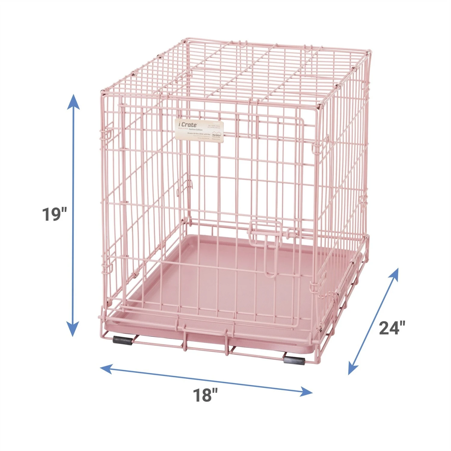 MidWest ICrate Single Door Collapsible Wire Dog Crate, Pink, 24 Inch 5 MidWest ICrate Single Door Collapsible Wire Dog Crate, Pink, 24 Inch - Image 3