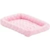MidWest Quiet Time Fashion Plush Bolster Dog Crate Mat, Pink