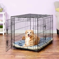 MidWest Quiet Time Fleece Reversible Dog Crate Mat, Blue Paw Print -Dog Supplies Shop 74365 PT2. AC SS1800 V1542225480