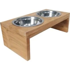 D-Art Collection 2 Bowl Dog & Cat Feeder Stand, Small