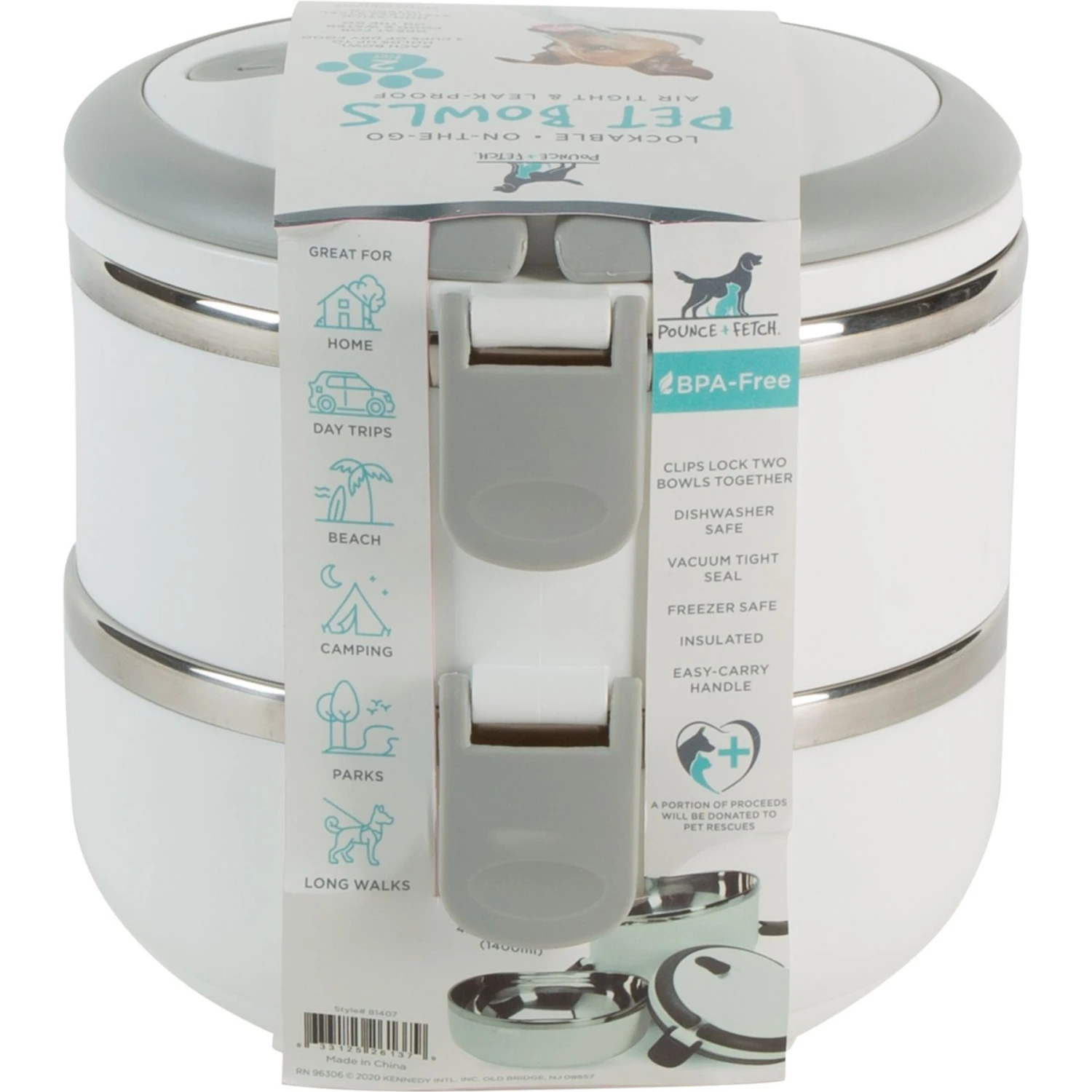 Pounce + Fetch Round 2-Tier Stainless Steel Insulated Cat & Dog Bowls 6 Pounce + Fetch Round 2-Tier Stainless Steel Insulated Cat & Dog Bowls - Image 4