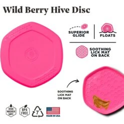 Project Hive Pet Company Hive Wild Berry Scented Disc & Lick Mat Dog Toy, Pink -Dog Supplies Shop 805950 PT2. AC SS1800 V1683567308