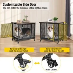 Aivituvin Side End Table Furniture Style Dog Crate With Tray, Cushion & Casters -Dog Supplies Shop 814846 PT2. AC SS1800 V1679591778