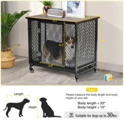 Aivituvin Side End Table Furniture Style Dog Crate With Tray, Cushion & Casters -Dog Supplies Shop 814846 PT5. AC SS1800 V1679591967