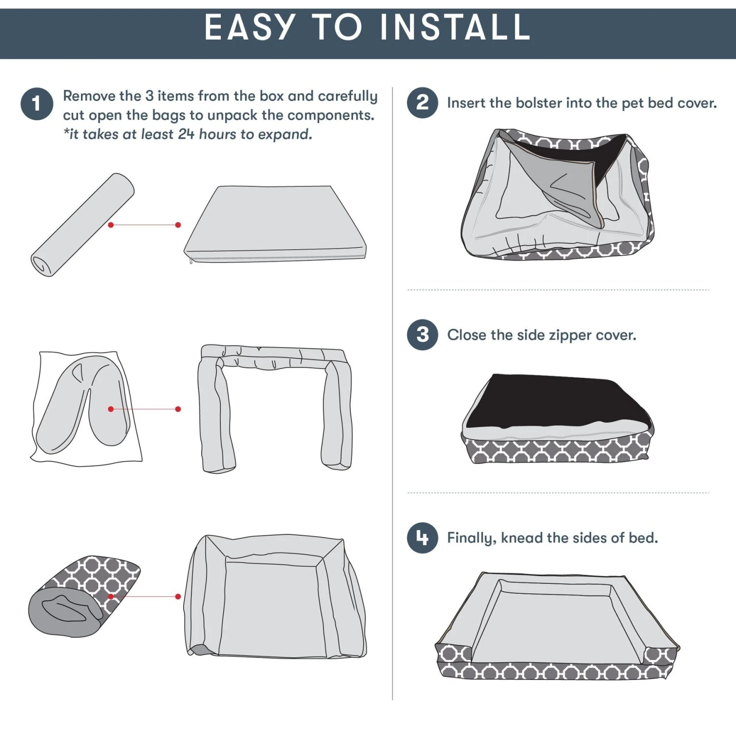 Friends Forever Harper Orthopedic Couch Bolster Sofa With Removable Cover Cat & Dog Bed, Grey 10 Friends Forever Harper Orthopedic Couch Bolster Sofa With Removable Cover Cat & Dog Bed, Grey - Image 8