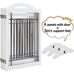 Yaheetech 6-Panel Foldable Wire Dog Gate -Dog Supplies Shop 871606 PT8. AC SS1800 V1686078481