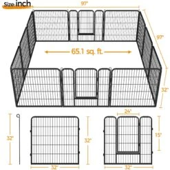 Yaheetech 12-Panel 32-in H Dog Playpen With Door Black, Medium -Dog Supplies Shop 871638 PT2. AC SS1800 V1686078477