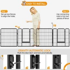 Yaheetech 12-Panel 32-in H Dog Playpen With Door Black, Medium -Dog Supplies Shop 871638 PT4. AC SS1800 V1686078478