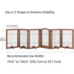 Unipaws 6 Panel Freestanding Wooden Wire Dog & Cat Gate, Walnut, Large -Dog Supplies Shop 880062 PT3. AC SS1800 V1686079588