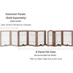 Unipaws 6 Panel Freestanding Wooden Wire Dog & Cat Gate, Walnut, Large -Dog Supplies Shop 880062 PT5. AC SS1800 V1686079647