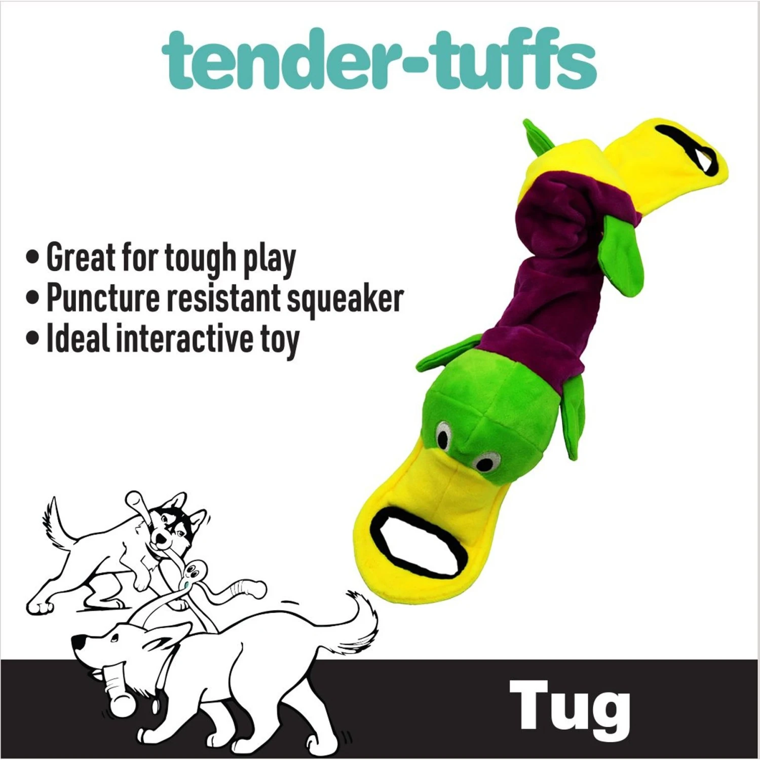 Snuggle Puppy Tender-Tuffs Tug Platypus Squeaky Dog Plush Toy, Purple, Large 5 Snuggle Puppy Tender-Tuffs Tug Platypus Squeaky Dog Plush Toy, Purple, Large - Image 3