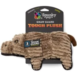 Spunky Pup Tough Plush Dog Toy, Gray, Hippo