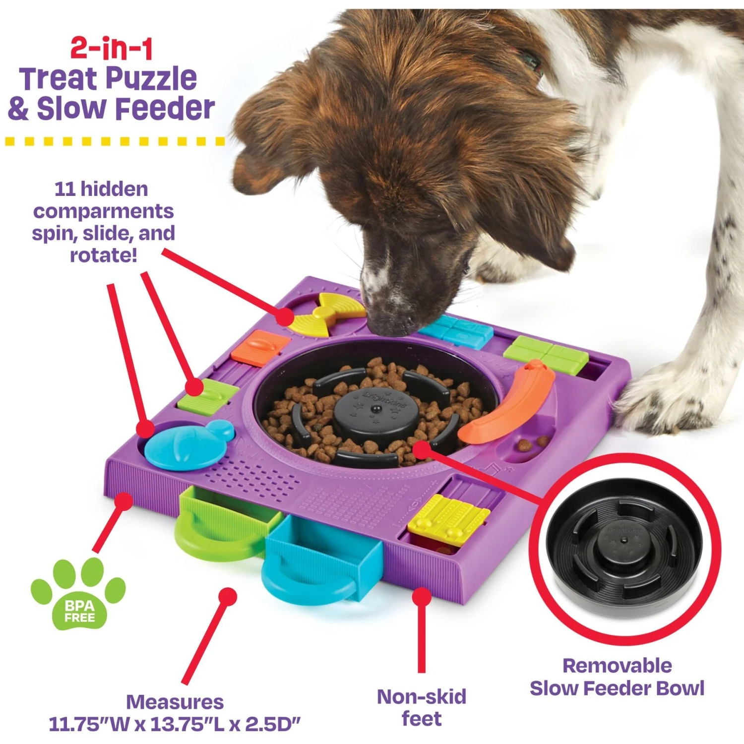 Brightkins DJ Doggo Puzzle Feeder Dog Toy 4 Brightkins DJ Doggo Puzzle Feeder Dog Toy - Image 2