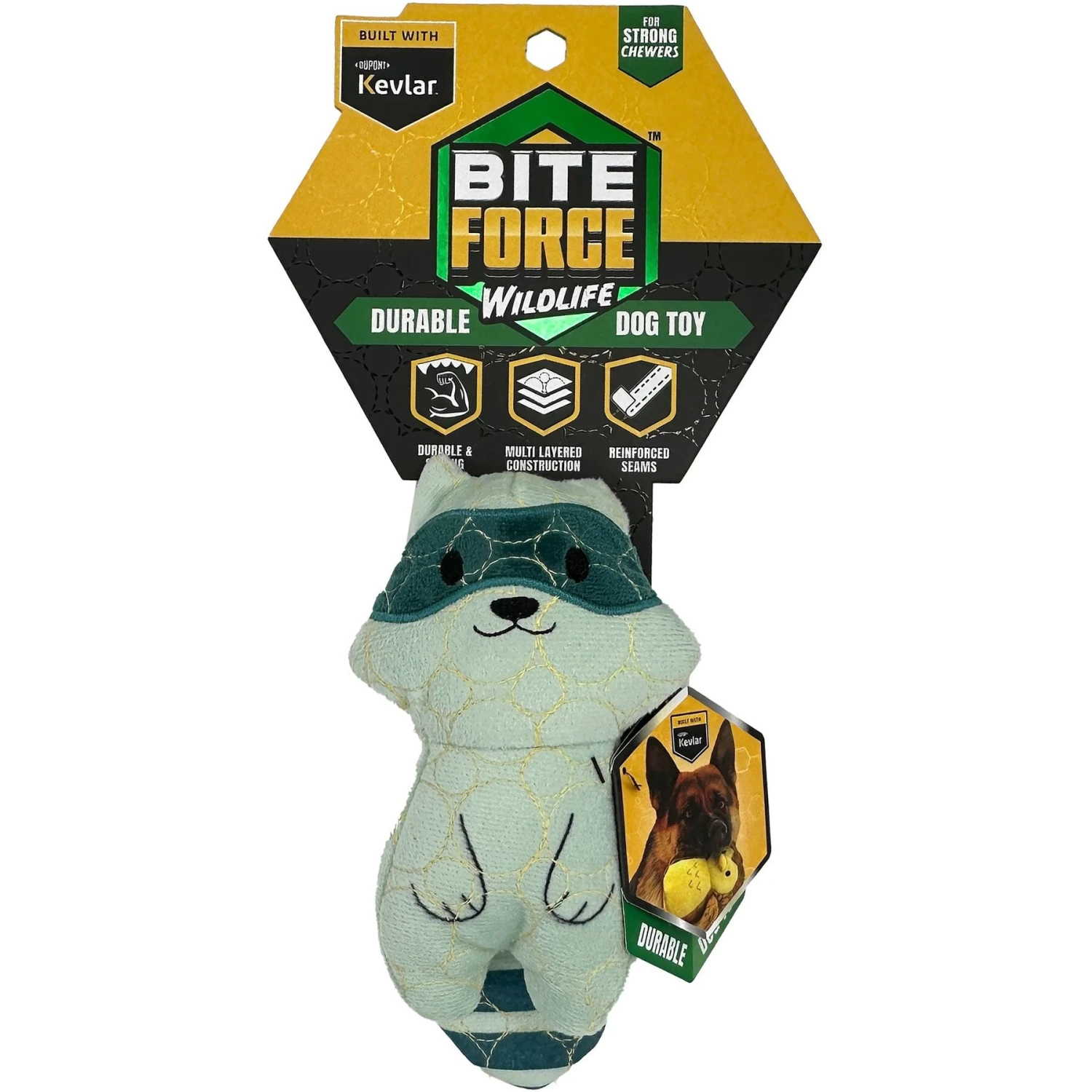 Bite Force Built With Kevlar Tough Plush Racoon Dog Toy 6 Bite Force Built With Kevlar Tough Plush Racoon Dog Toy - Image 4