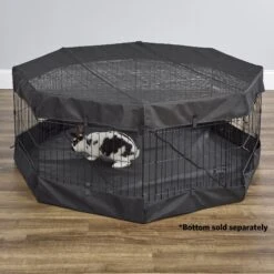 MidWest Wire Dog Exercise Pen With Step-Thru Door, Black E-Coat & MidWest Exercise Pen Top Fabric Mesh Sunscreen Accessory, Octagonal Configuration, Black -Dog Supplies Shop 939326 PT8. AC SS1800 V1691785958
